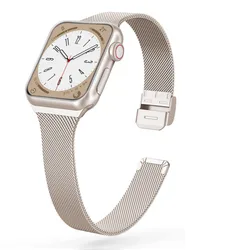 Elegant Stainless Steel Slim Strap - 42(S3) 44 45 46 49mm (Beige)