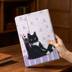 Cartoon Cat Soft Black & White Tablet Case, 11 - 13 Inch for Vivo Pad3 12.1 (022PBYA6201PBYSS)
