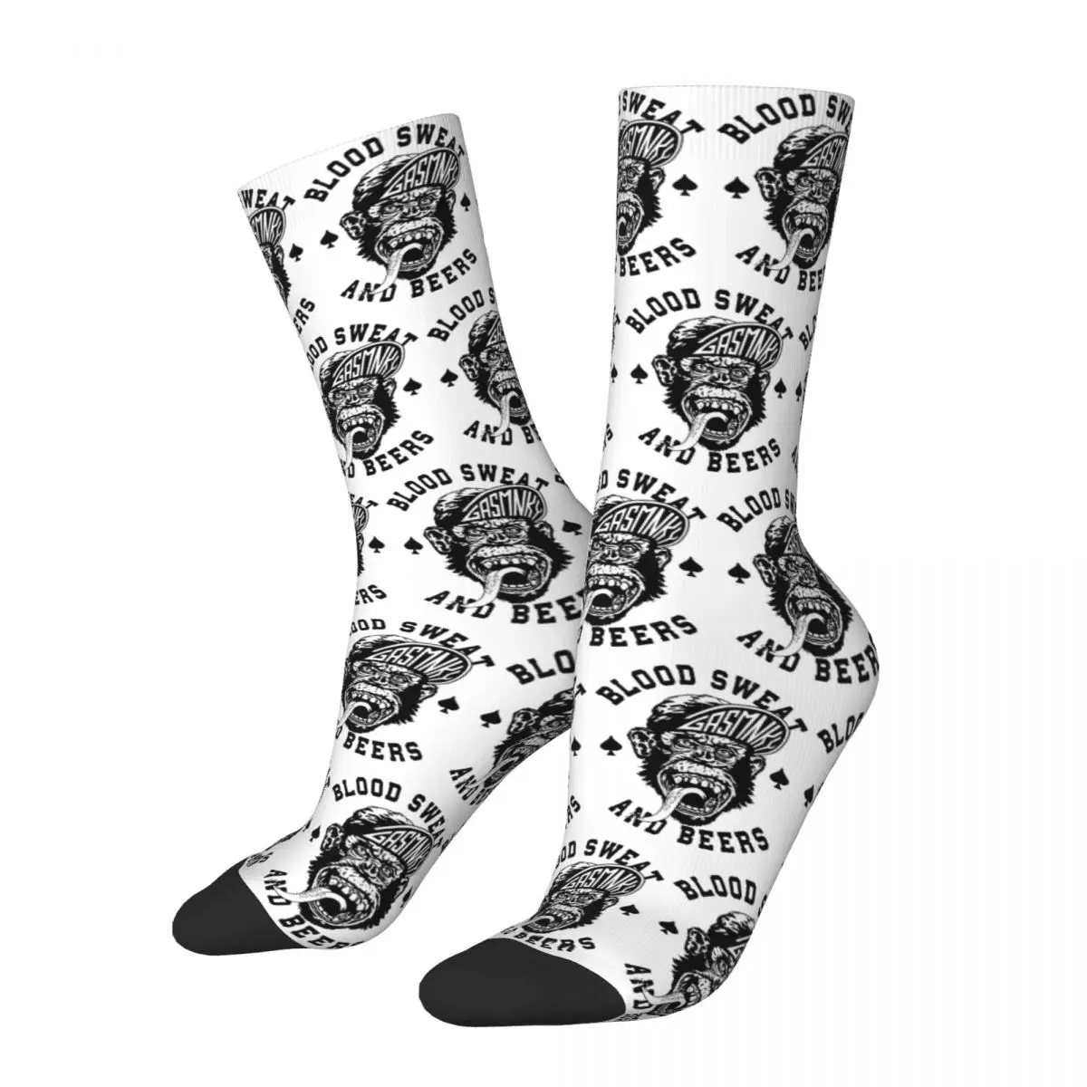 

Funny Animal Gas Monkey Garage Blood Sweat And Beers Cool Hat Men Women Socks Novelty Spring Summer Autumn Winter Stockings Gift