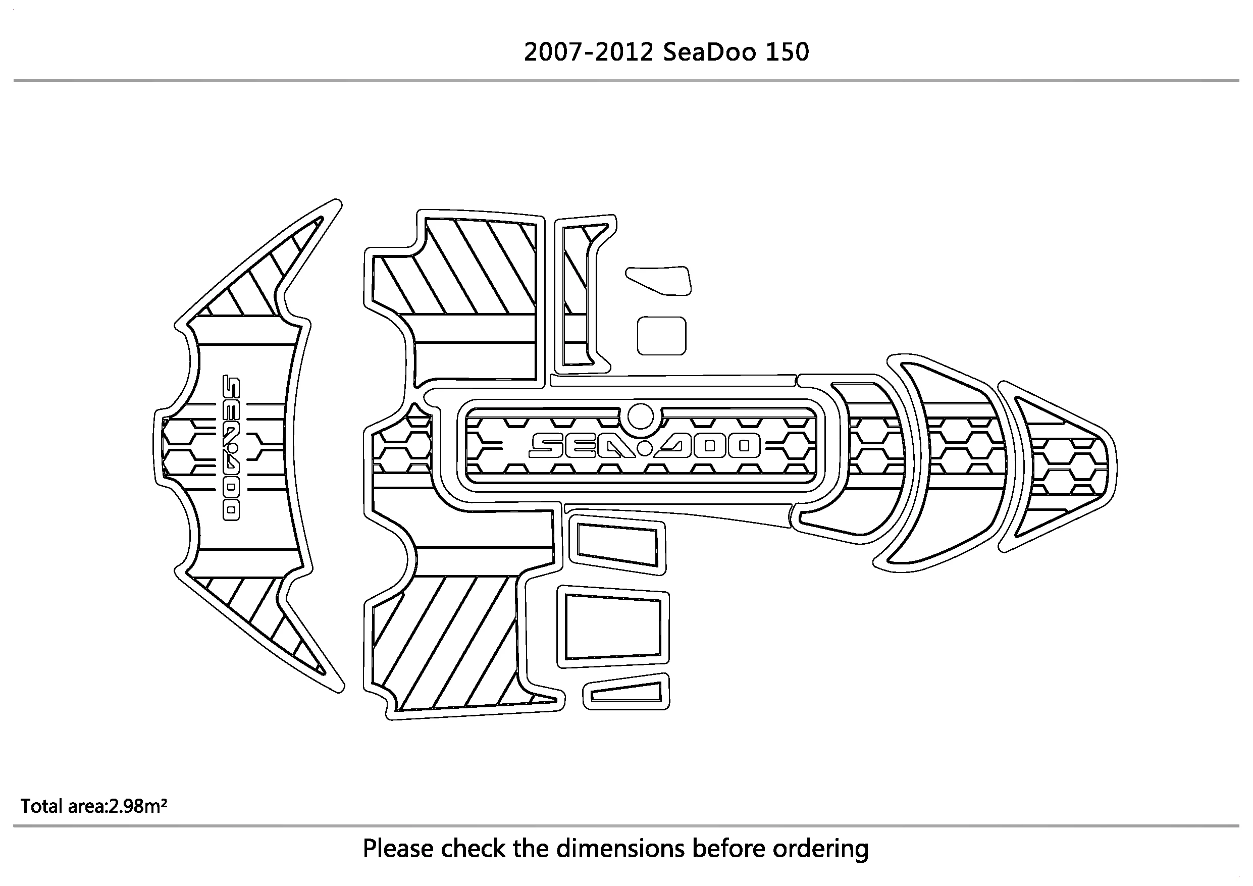 1997-2012 seadoo 150 Cockpit swimming platform 1/4