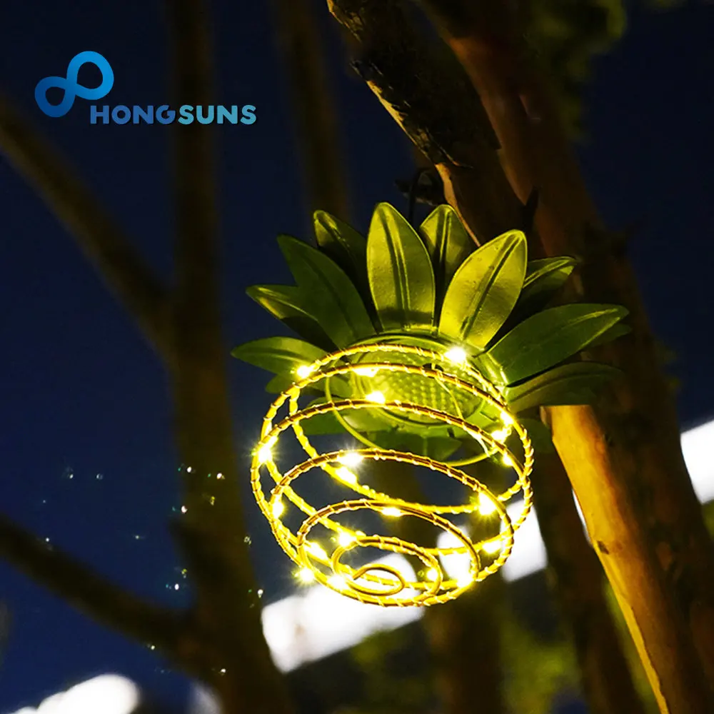 

LED Solar Garden Light Home Copper Wire Chandelier Landscape Lamps Pineapple Lights Outdoor Waterproof Solar Hanging Lamp