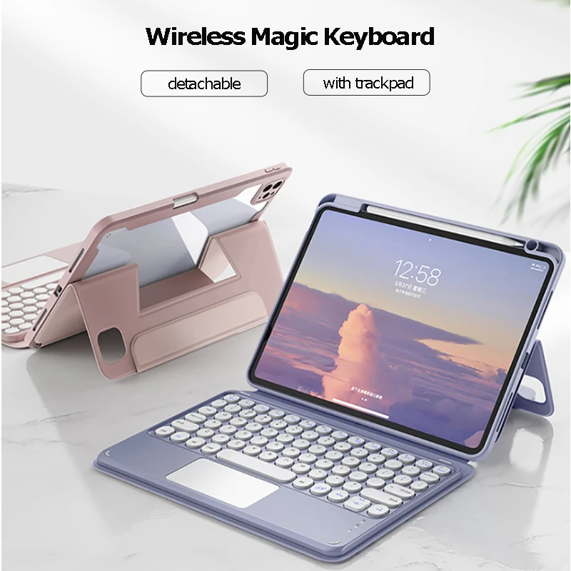 Estojo Dobrável com Teclado para Ipad Tampa Magnética 10.9 Polegadas ar 10.2 Pro 10.5 11 ar 2023
