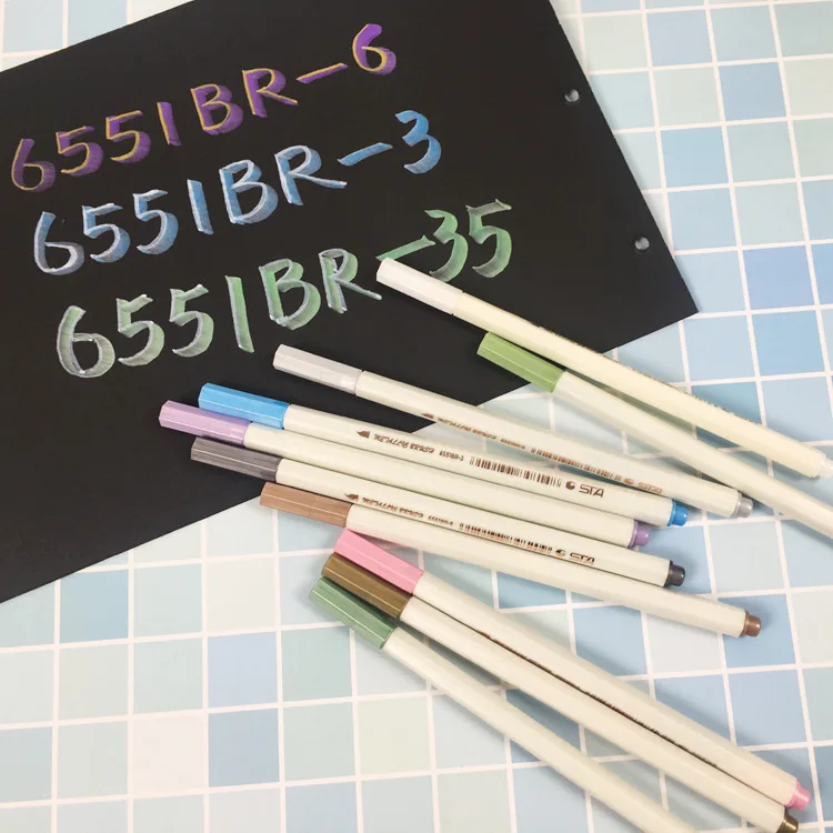 

30pcs Brush brush metal paint pen 10 color pearlescent color marking pen graffiti color pen