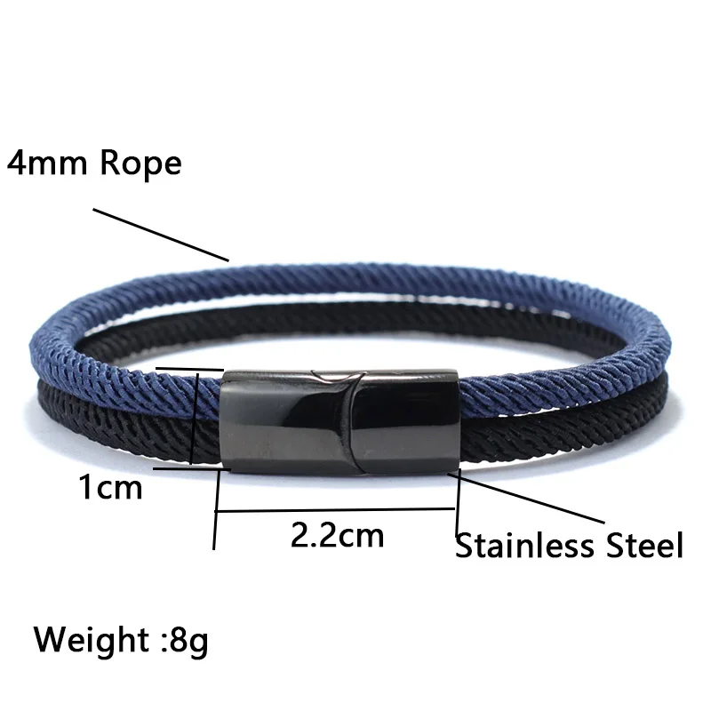 Stainless Steel Bicolor Rope Bracelet for Men with Magnet Clasp