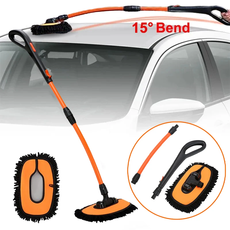 Adjustable Car Wash Brush Cleaning Tool Large Grip Telescopic Long Handle Mop Chenille Broom Detailing Brush Car Cleaning Kit