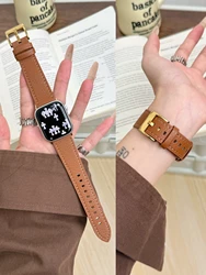 Elegant Leather Loop Watch Band - Premium Strap Design for S10 S11 42mm (Gold)