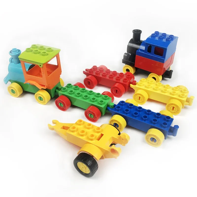 20 Pz Grande Treno Di Mattoni Trasporto Il Camion/Ruote Assemblare Blocchi Compatibili Con Lego Duplo Mattoni Giocattoli Per Bambini