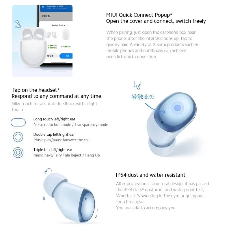 Xiaomi Redmi Buds Earbuds sem Fios Tws Ruído Activo Cancelamento do Bluetooth 5.2 In-ear Fone de Ouvido Fone de Ouvido Bluetooth Pcs - Image 4