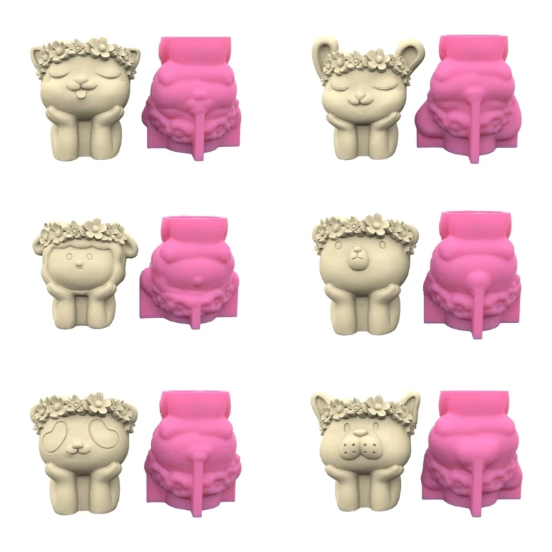 

Animal Gypsum Flower Pot Silicone Resin Mold Epoxy Resin Casting Mold Succulent Vase Cement Mold Holder Mold