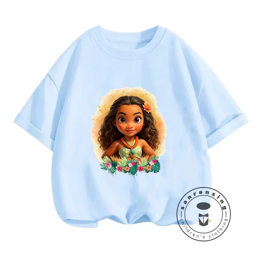 Summertime Fun for Kids Disney Moana Cartoon Prints on Boys Girls T-shirts Cute Streetwear Fashionable O-neck Soft for Children 4