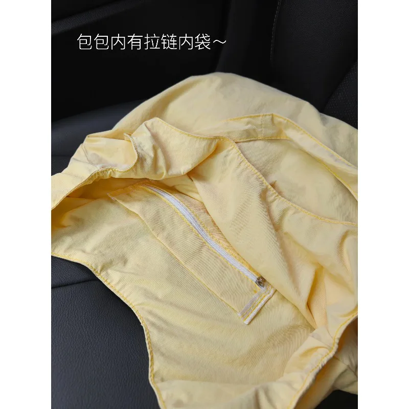 Summer Milk Yellow Canvas Bag Versatile Contrast Letter Thin Korean Style Shoulder Bag Women'S Bag