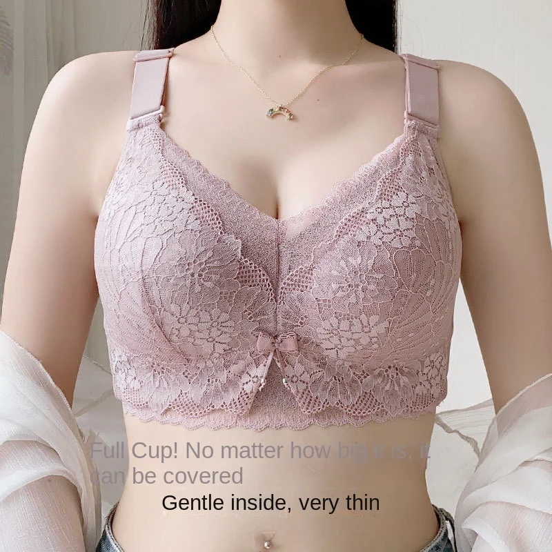 Women's Lace Sexy Underwear Thin Full Cup Wireless Bra plus Size Breast Holding Anti-Sag Bra push up bra for women freeshipping