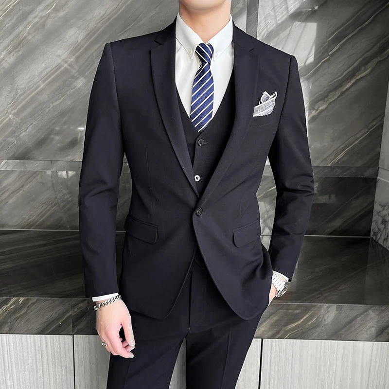Formal suit Men's Three-piece suit set Casual business wedding banquet Outfit Vest Trousers