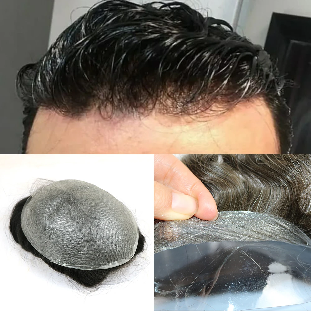 

Toupee for Men,0.03mm Ultra Thin Skin Hairpiece,8X10 Inches Invisiable V-Looped Mens Toupee Hair Replacement System