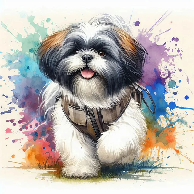 Kit de Broderie Complète en Fil de Coton, Motif Chien Imprimé, Point de Croix, Art, 40x40cm, 11CT 2