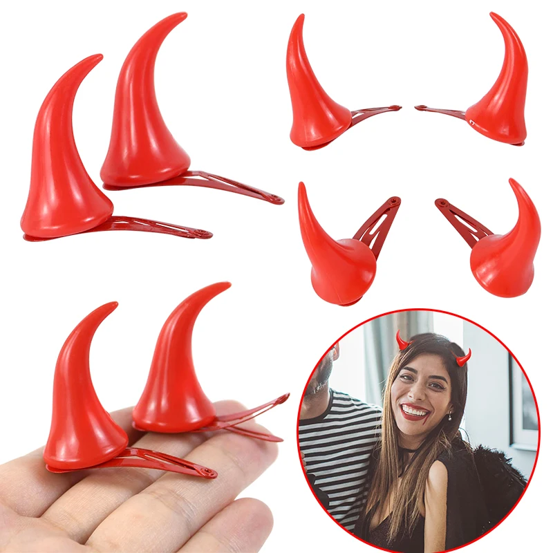 

1 Pair Small Demon OX Horn Hair Clips Vampire Devil Hairpins For Kid Halloween Masquerade Party Cosplay Costume Hair Accessories