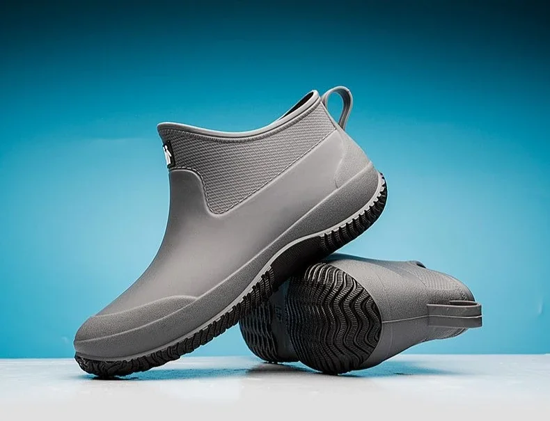 Men's Soft Rubber Rain Boots, Wide Toe, Slip Resistant, For Garden & Work_voghion.com
