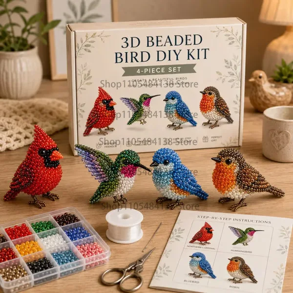 Kit Artigianale 3D di Animali con Perline, Kit Fai-da-Te per Adulti, Piccoli Animali 3D in Perline per Progetti Creativi - immagine 5