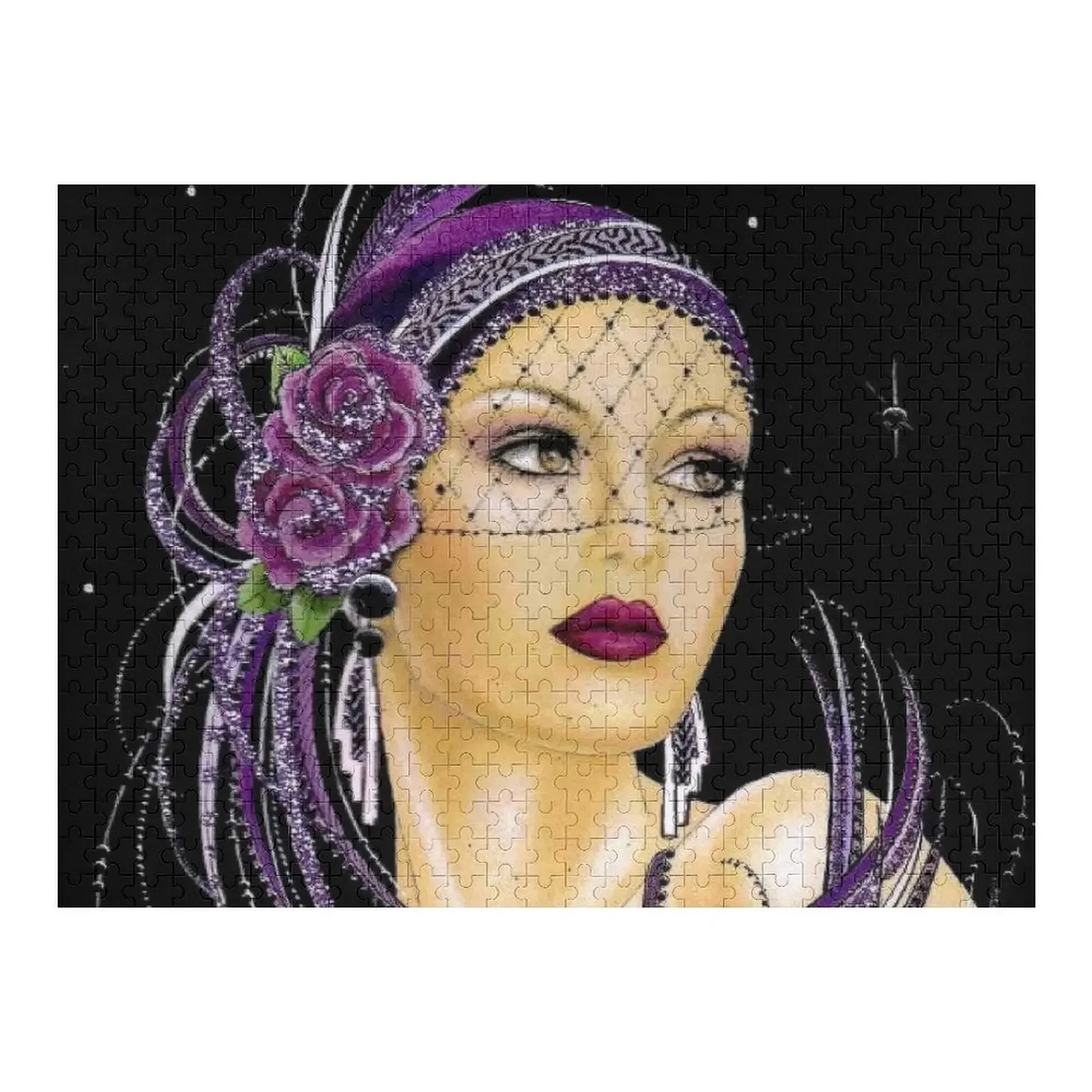 FLAPPER : Vintage 1930 Art Deco Print Jigsaw Puzzle Adult Wooden Puzze Wooden Animal Personalized Puzzle