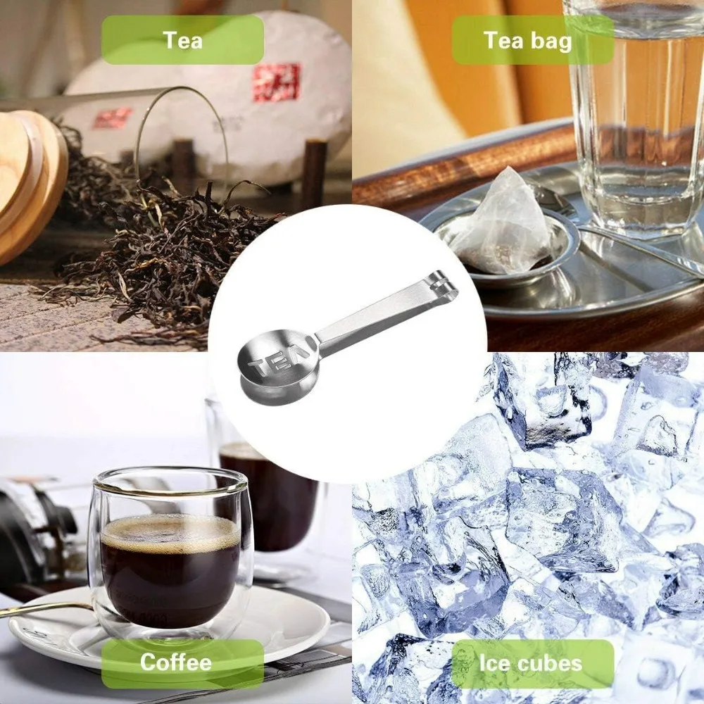 Teabag Tong Strainer Holder Spoon Shaped Tea Bag Squeezer/Holder Gadget, Round Stainless Steel Kitchen Bar