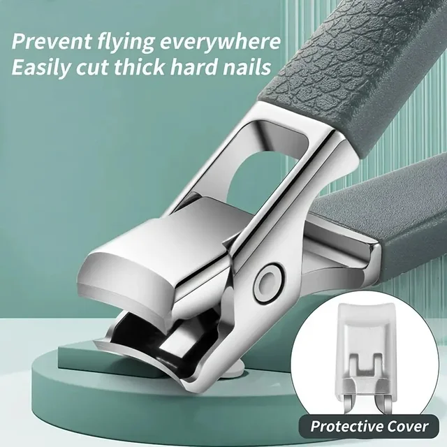 profissional de aço inoxidável cortador de unhas conjunto para unhas grossas anti-respingo afiado trimmer unhas pedicure manicure ferramentas para homem 2
