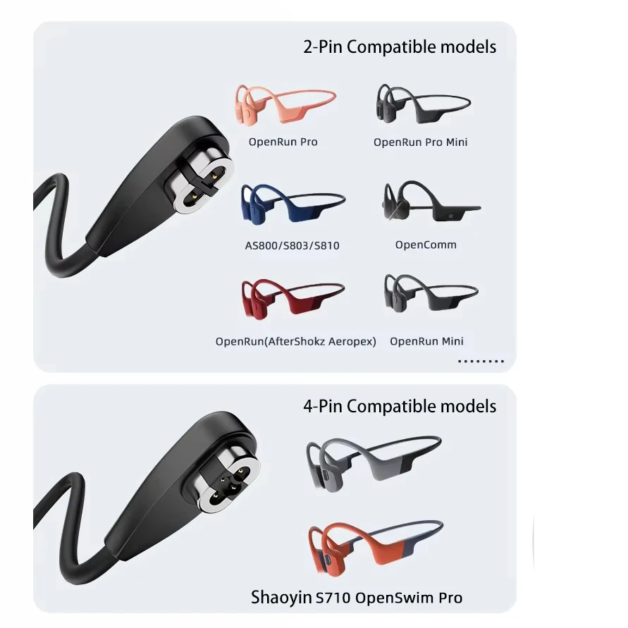Shokz OpenSwim Pro S710용 1M USB Type C 충전기 케이블 Aftershokz Aeropex AS800/S803/S810 OpenRun용 자기 충전 어댑터