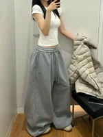 Y2K Streetwear Gray Sweatpants Woman Korean Oversized Loose All Match Sports Pant High Waist Drawstring Casual Wide Leg Trousers - Image 5