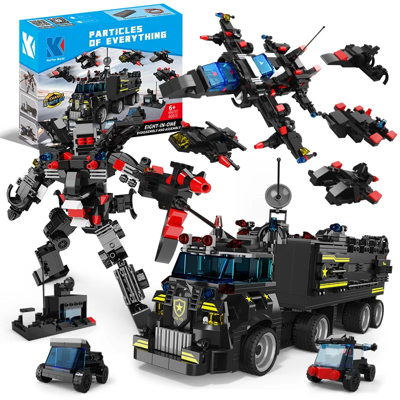 Kaiyu K96111 35 In 1 Auto Militare Robot Building Blocks City Police Station Telecomando Camion Blocchi Giocattolo Per Bambini Regali