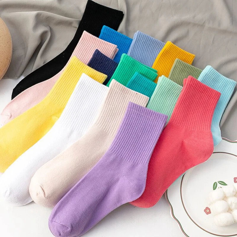 

Women Socks Fashion trend solid color women's socks pure cotton woman socks happy Girls socks Short Crew ankle socks 100 Cotton