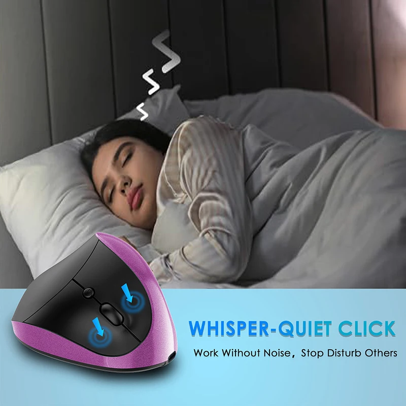 Bluetooth+2.4g Wireless Vertical Mouse Rechargeable Wireless Silent Mice for Win/Android/iOS Ergonomic Mouse