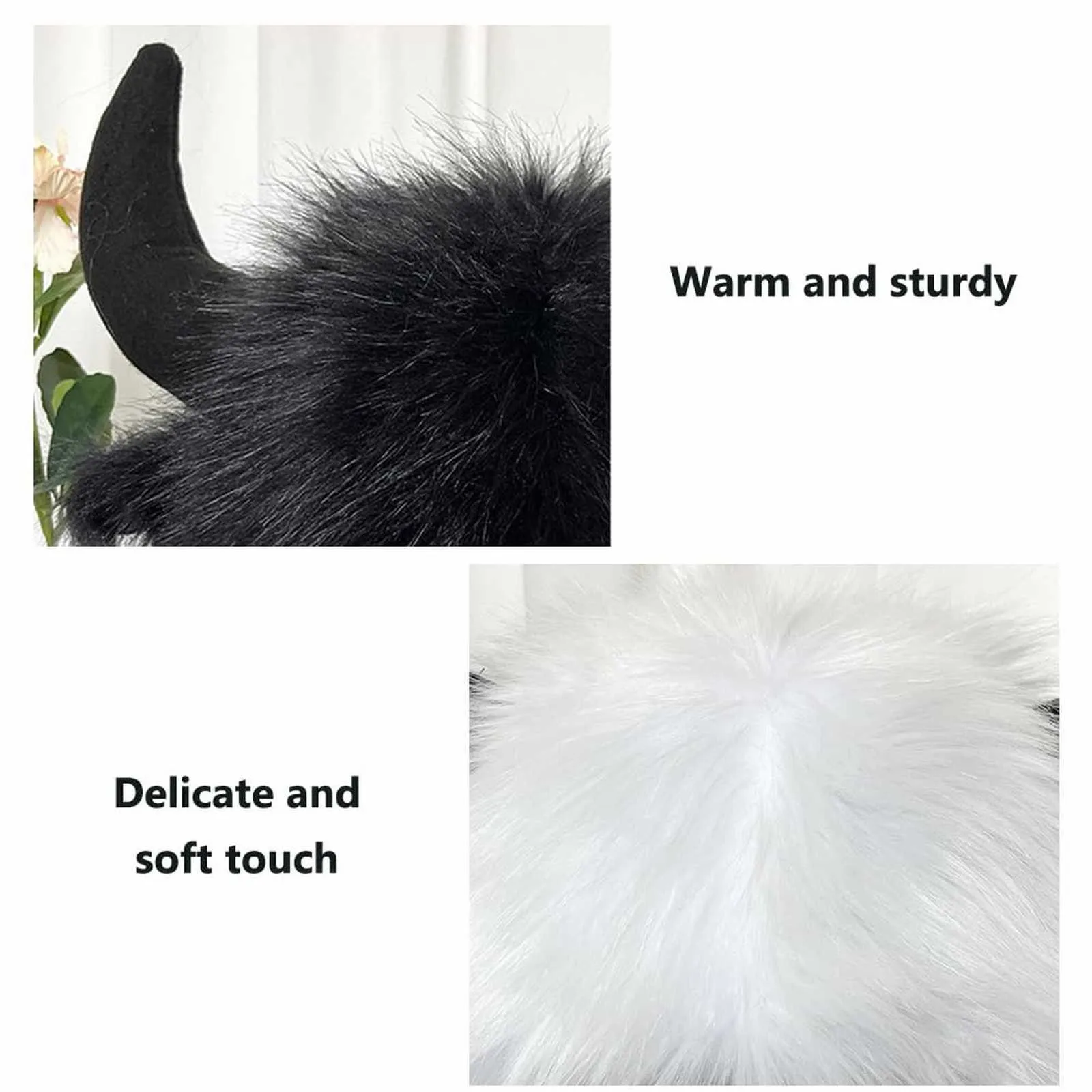 Buffalo Hat With Horns Furry Earmuff Winter Hats Buffalo Face Fluffy Ear Womens Winter Hunting Clothes Bills Gear