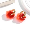 Boucles d'oreilles en forme de fleur acrylique colorée pour femmes et filles, cercles en acier inoxydable, tendance 2025, bijoux cadeaux