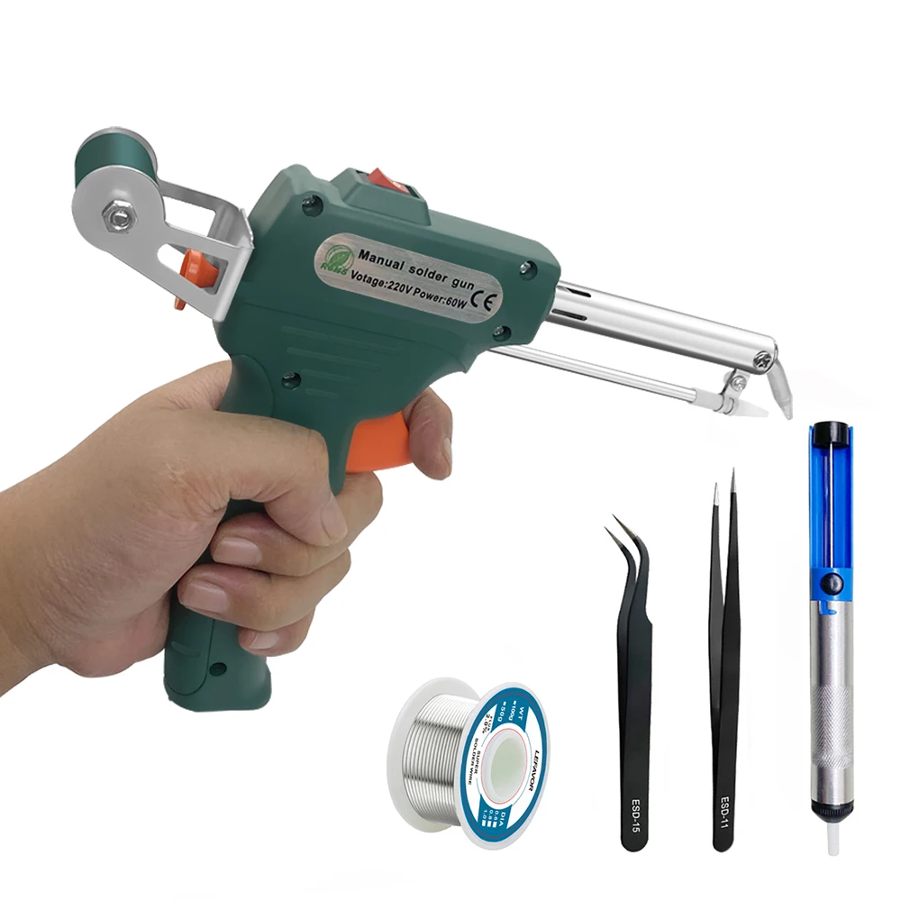 Automatic Electric Soldering Gun with Internal Heating and Tin Feeding System