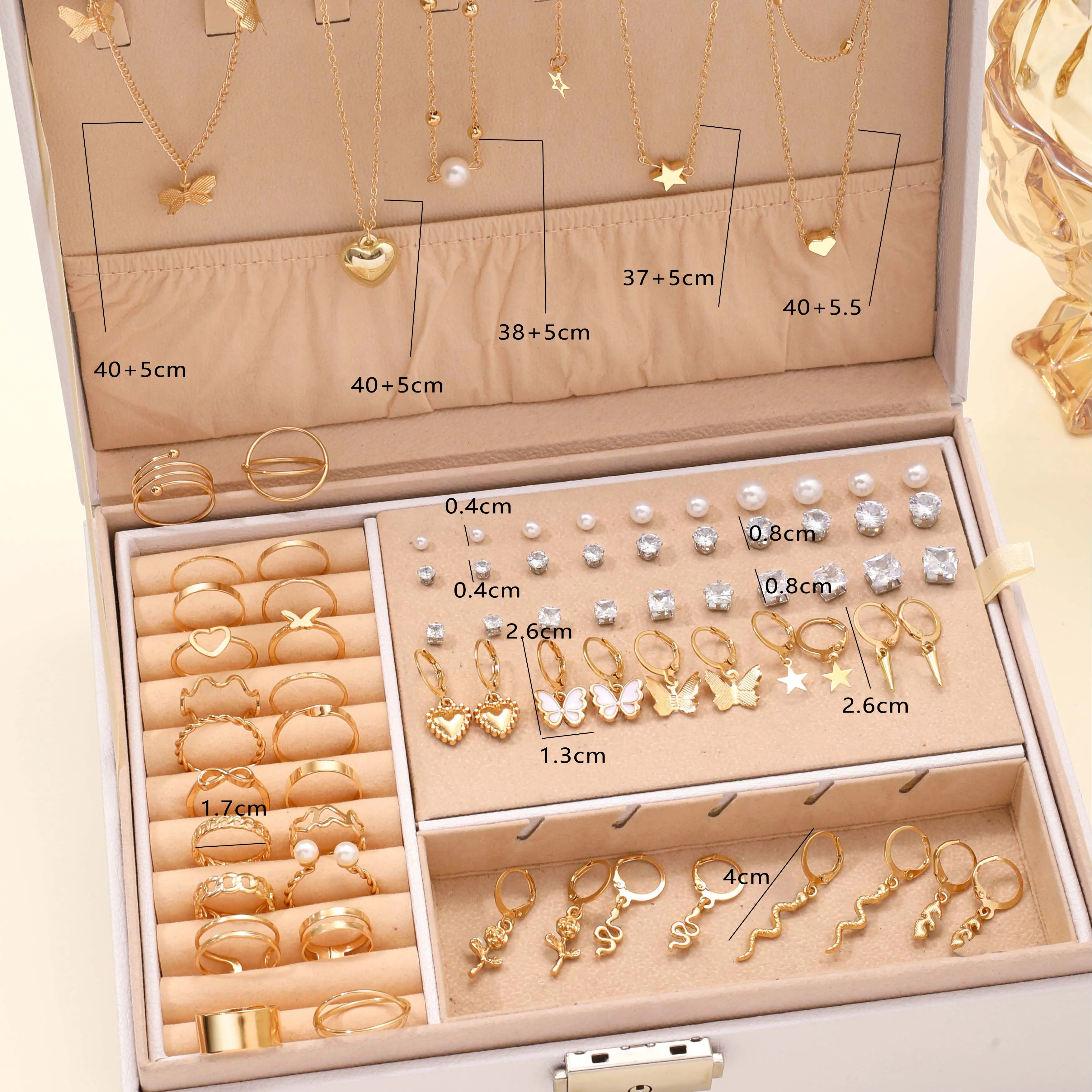 84 Pcs Vintage Imitation Pearl Zircon Butterfly Pendant Earrings Ring Necklace For Women Daily Wear Jewelry Sets