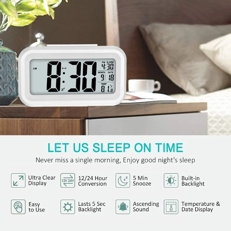 LCD Digital Clock Digital Desk Clock Digital Clock Digital Table Clock LED Digital Alarm Clock Backlight Snooze Data Time Calendar Desktop Multifunction