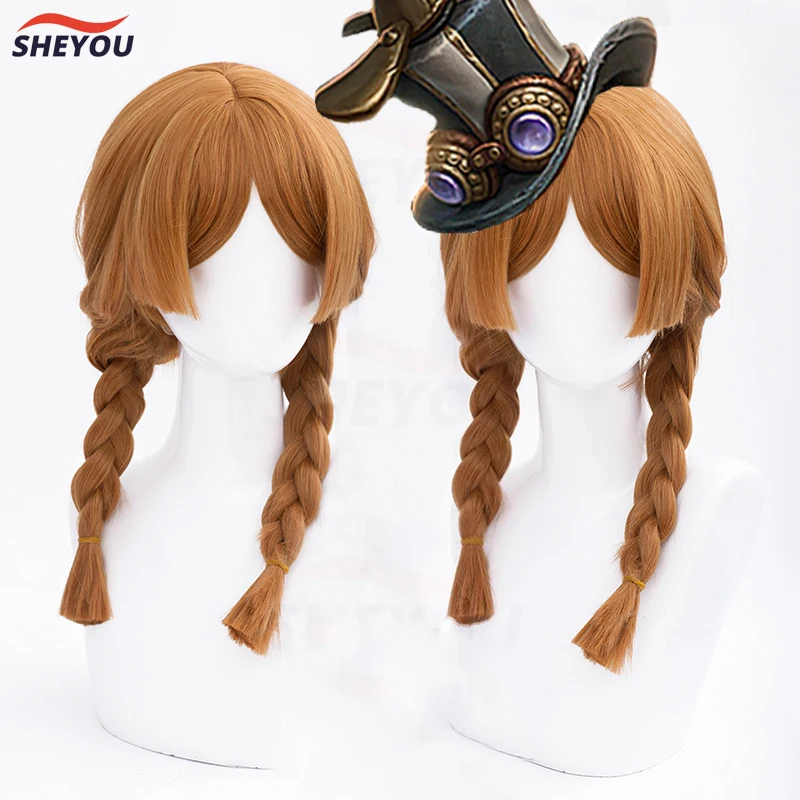 

Anne Lester Cosplay Wig Identity V Toy Merchant Anne Lester Braided Brown Heat Resistant Synthetic Hair Party Wigs + Wig Cap