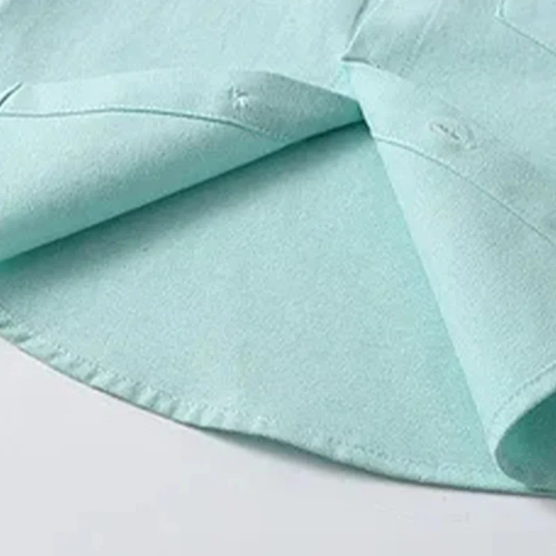 Jungen Baumwolle Weiß Langarm Hemd Frühling Neue Kinder Baby Formale Mandarin Kragen Knöpfe Strickjacke Hemden Mit Einer Tasche – Detail 7