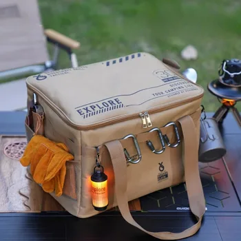 Outdoor folding storage box, picnic camping storage box, tableware, kitchenware, outdoor tactical storage bag, large capacity