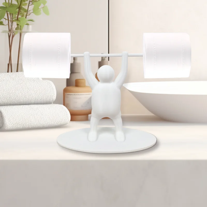Paper Towel Holder Toilet Paper Holder Toilet Paper Rack Toilet Roll Holder Creative Weightlifting Figurine Toilet Roll Paper Holder 3D Printing Roll Paper Bracket Bathroom Decoration