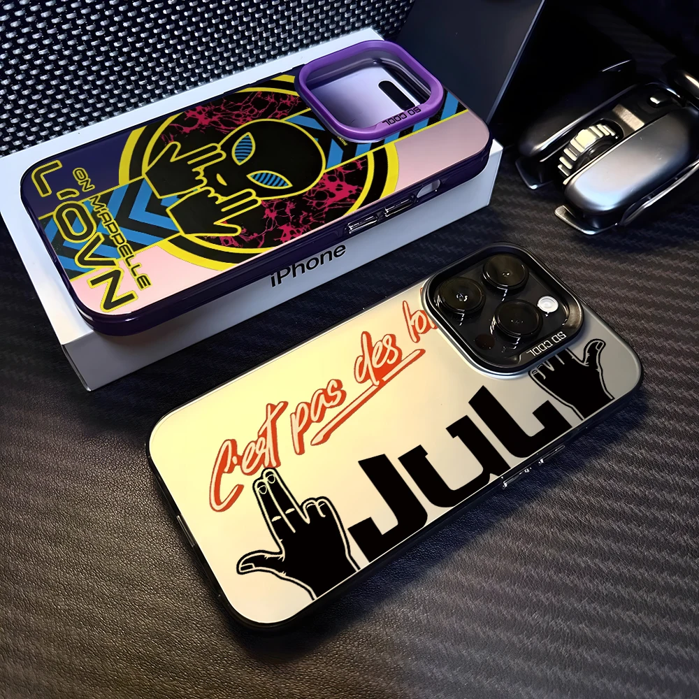 coque de téléphone rappeur jul c'est pas des lol, étui rigide mat pour apple iphone 16 15 14 plus 13 12 11 iphone16 pro max x xs xr 8 7