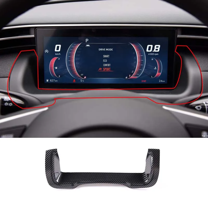 

Для Hyundai Tucson L 2021 ABS углеродное волокно цветной дисплей приборной панели автомобиля измеритель кольцо Спидометр Датчик Крышка отделка рамка ...
