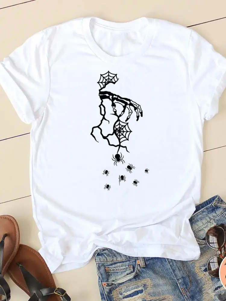 

Halloween Thanksgiving Tee Ladies Clothing Clothes Fall Autumn Spider 90s Lovely Style Female T Women Graphic Print T-shirts