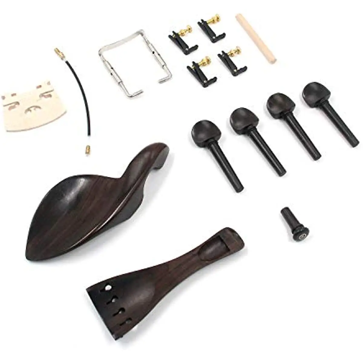 

4/4 Violin Accessories Kit Chin Rest Chinrest Clamp Tailpiece 4 Pegs 4 Fine Tuners Tailgut Endpin Bridge Spruce Sound Post SET