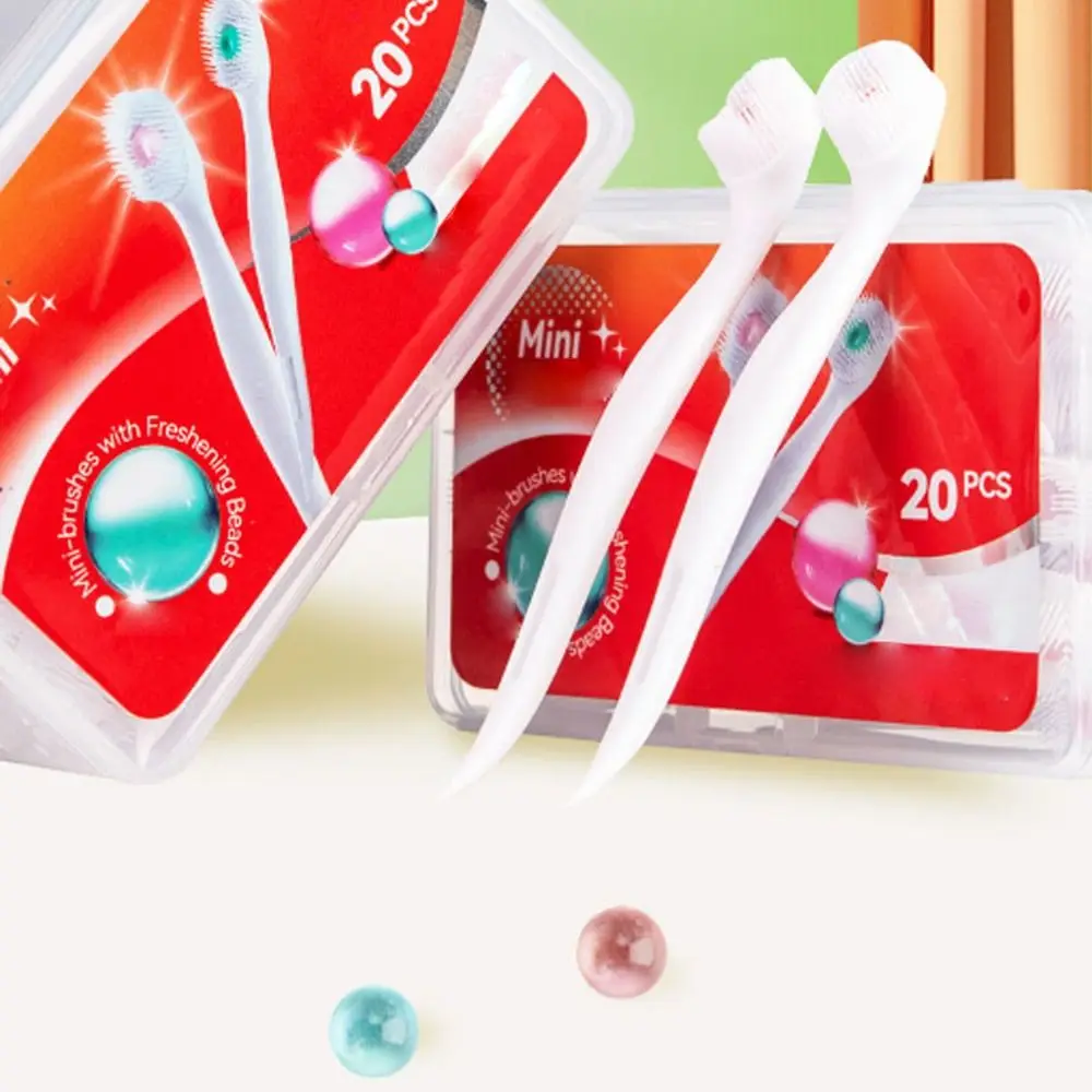 신선한 구슬이 들어간 미니 여행용 칫솔 일회용 휴대용 치약 칫솔 복숭아 맛 구강 위생 관리