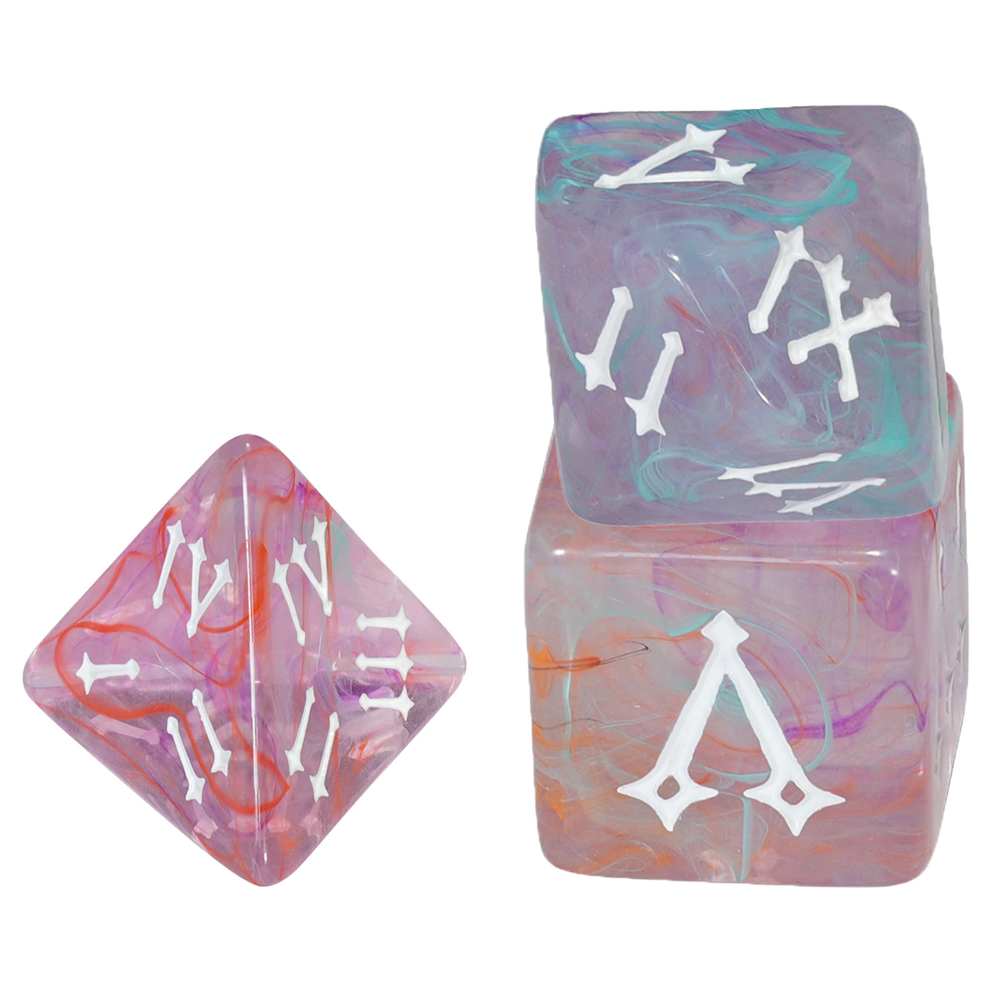 Misty Effect Roman Polyhedral Dice Set - 7-Piece Colorful Collection