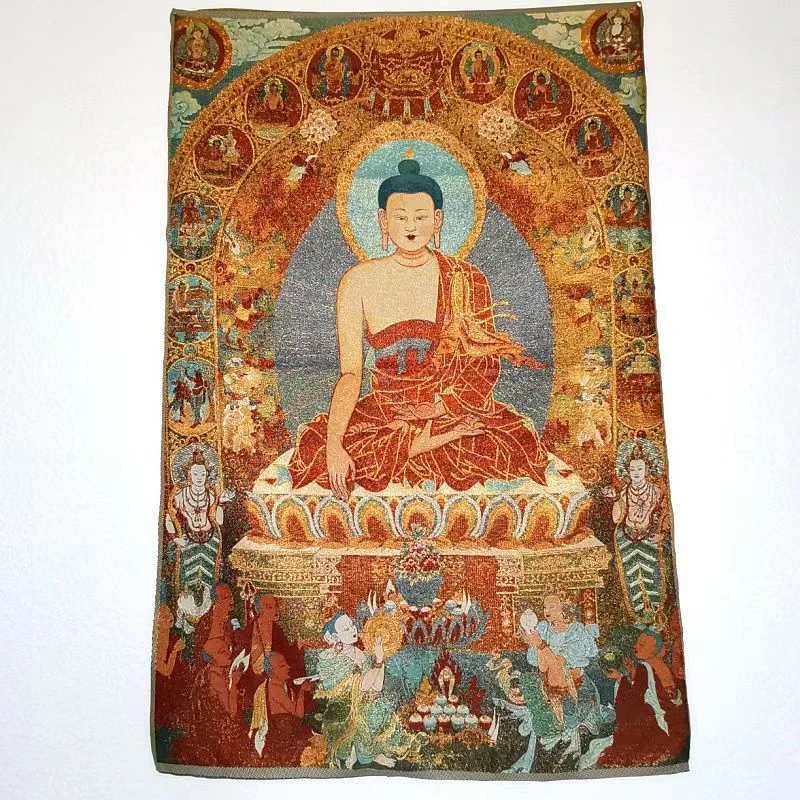 

Tibetan Buddha Thangka, Sakyamuni Buddha, exquisite family religious decorative painting, auspicious decoration