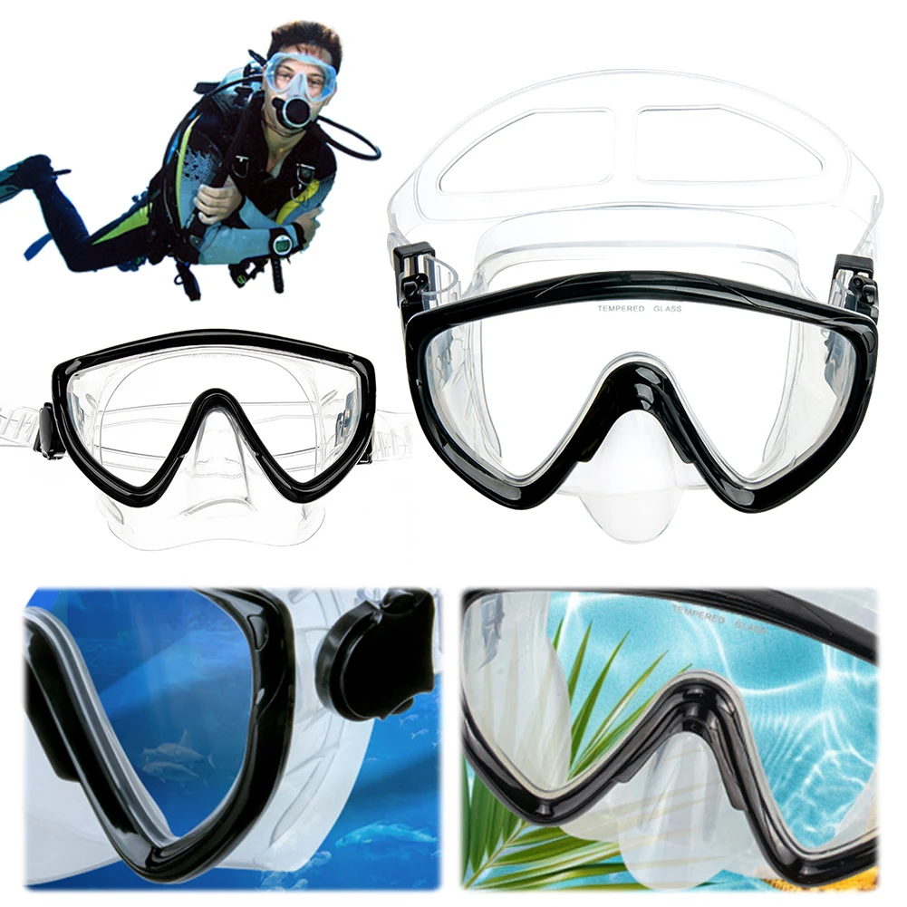 Scuba Diving Mask with Nose Cover Scuba Mask Silicone Skirt Snorkeling Wide View Swimming Goggles for Adults