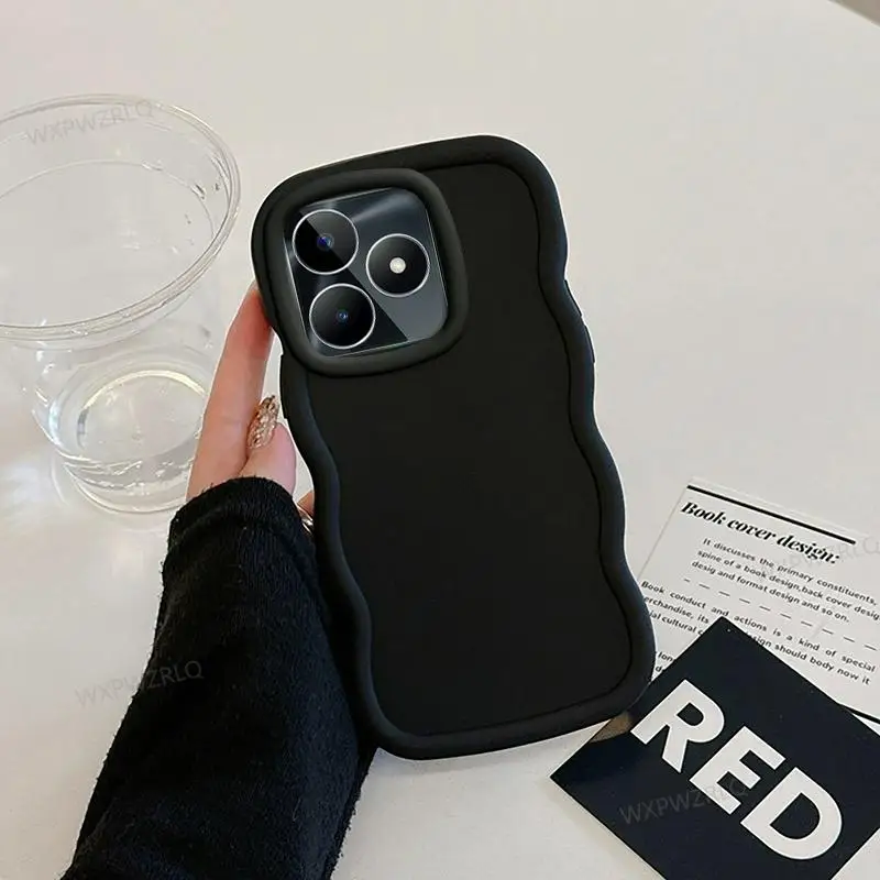 Solid Color Wave Silicone Shock-Absorbing Phone Case - Minimalist Design