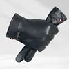 Genuine Sheepskin Leather Gloves Men Full Finger Winter Warm Touchscreen Texting Driving Motorcycle Fleece Business Black Gloves 2
