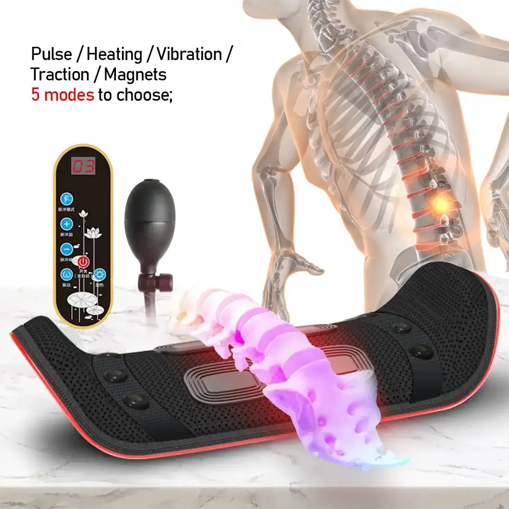 Electric Relieve Pain Waist Massager Lumbar Massage Device Inflatable Hot Compress Lumbar Spine Support Massage Back Massager waist massager
